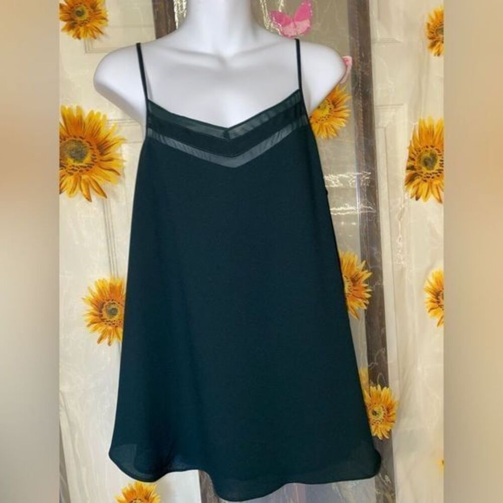 1. STATE Spaghetti Strap V Neck Tank Top Dark Green Womens Size Med